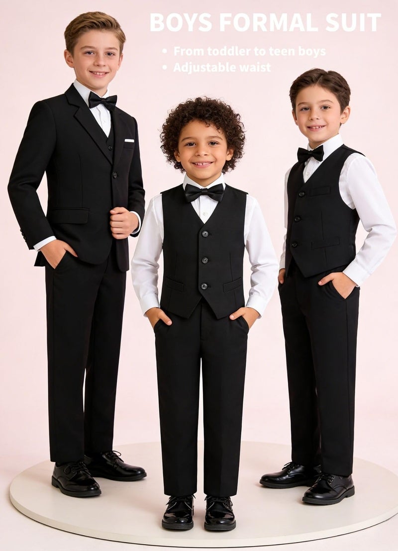 Addneo Boys Suits,Children's Formal Suits for Toddler Boy Silm Fit Suit Black Size 10 - Image 4